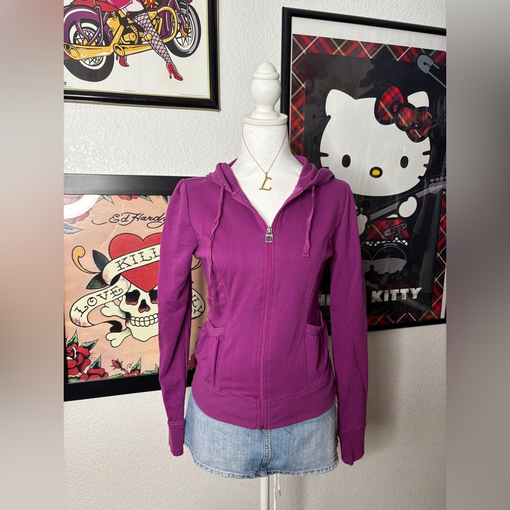 Purple Miley Cyrus Max Azria Zip Up Hoodie